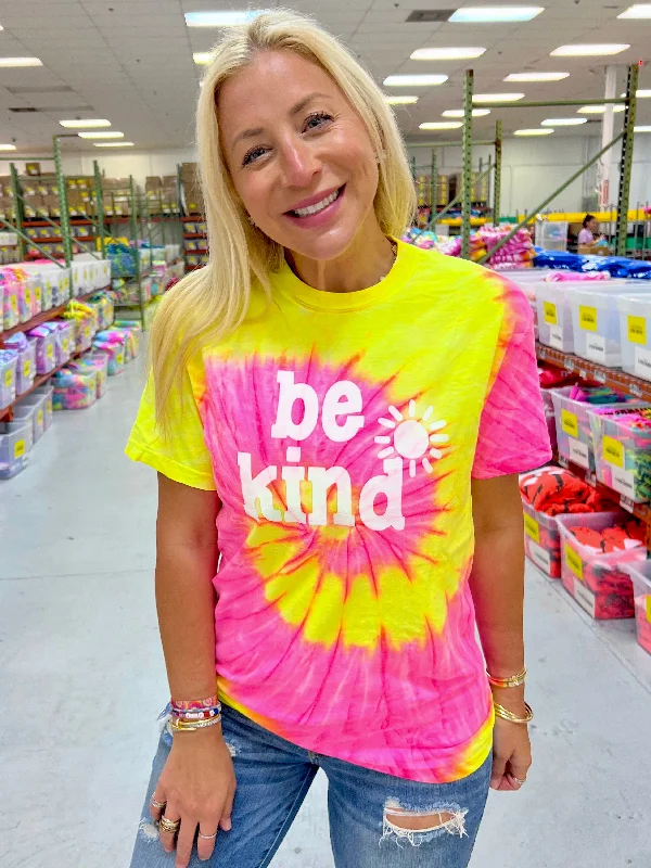 Be Kind Tie Dye Tee - Pink Lemonade