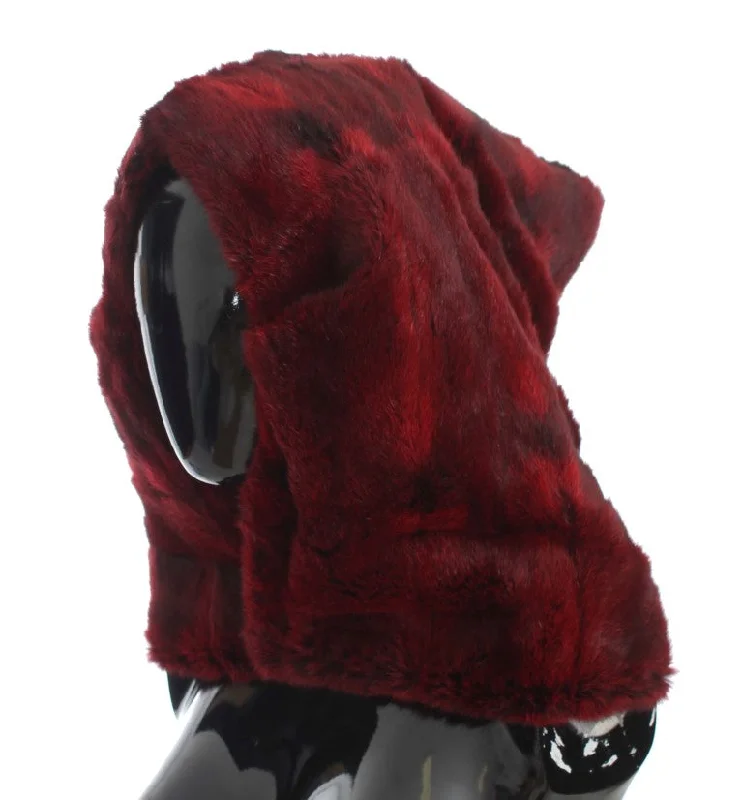 Dolce & Gabbana Luxurious  Fur Hooded Scarf Women's Wrap