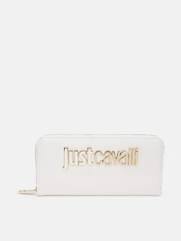 Just Cavalli Women White Solid Zip Around Wallet