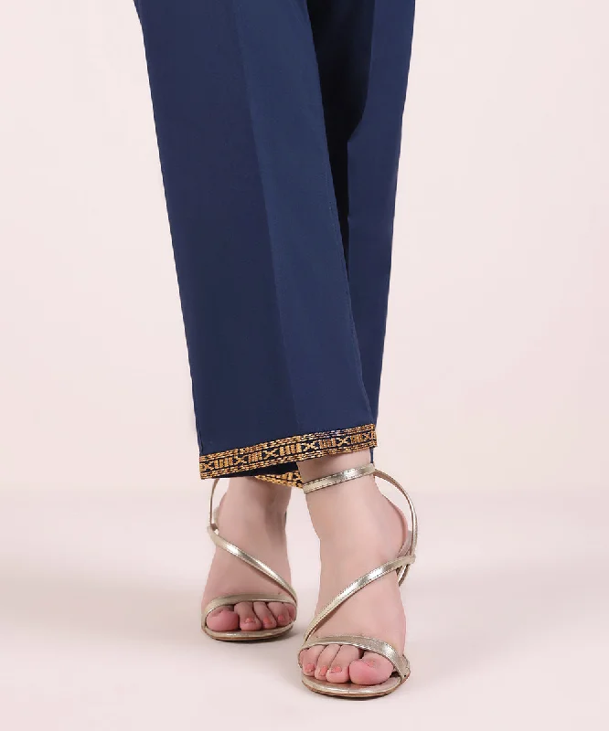 Embroidered Cambric Straight Pants