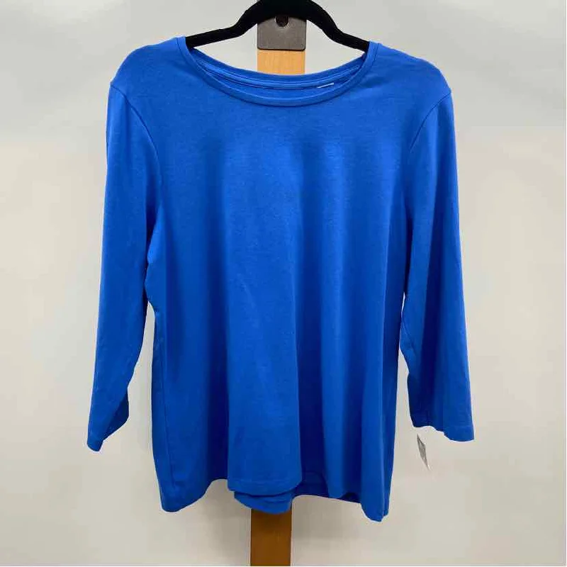 Chico's Women's Size L Blue Solid Long Sleeve Shirt