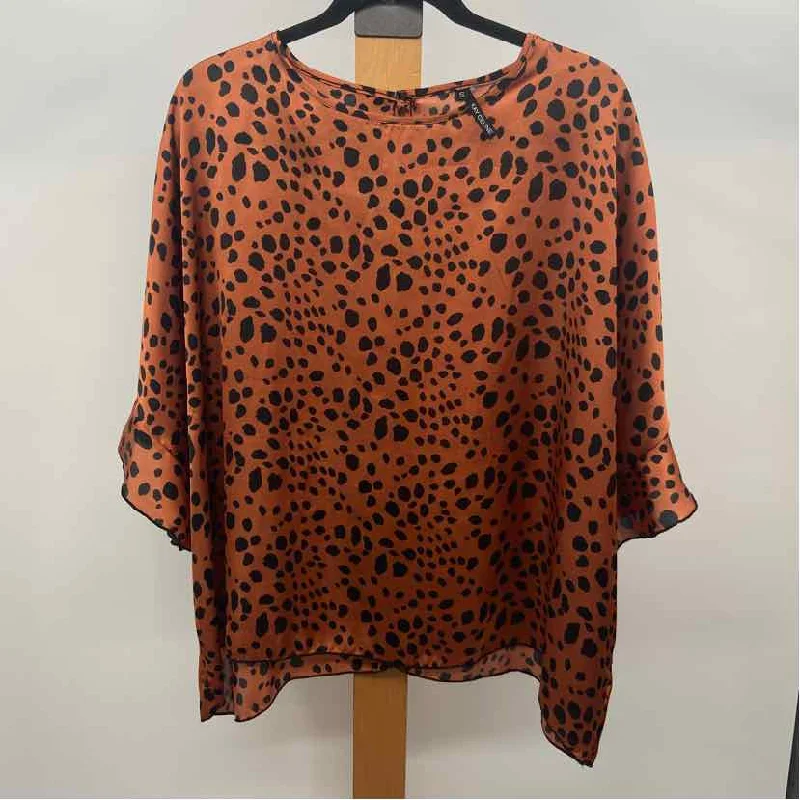 Kay Celine Women's Size S Burnt Orange Cheetah Short Sleeve Shirt