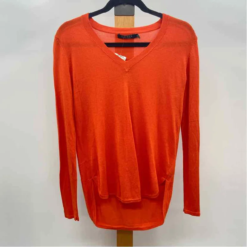 Lauren Women's Size S Orange Solid Long Sleeve Shirt