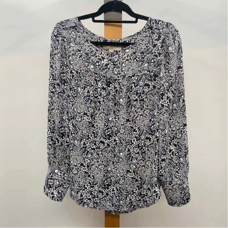 Loft Women's Size M Navy Floral Long Sleeve Shirt