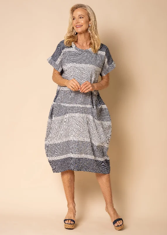 Bobbie Linen Blend Dress in Navy