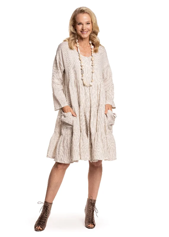 Eileen Linen Button Dress in Latte