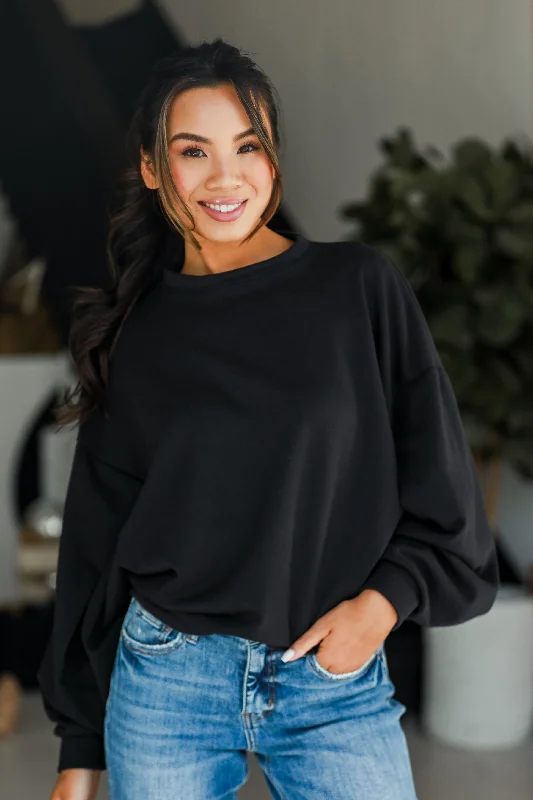 FINAL SALE - Tatum Black Sweatshirt - DU DEAL