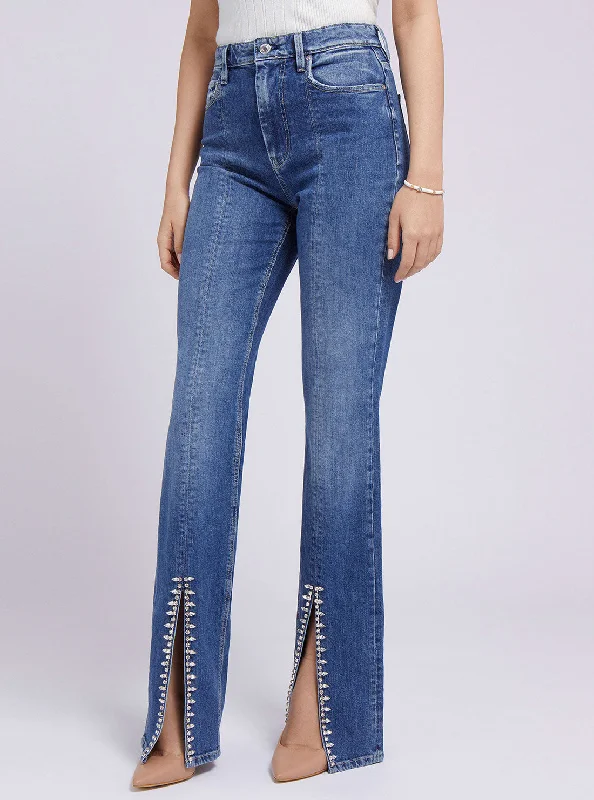 Eco High-Rise 80s Straight Split Denim Jeans In Enlinghtment Wash