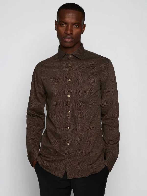 Matinique Brown Regular Fit Placket Shirt