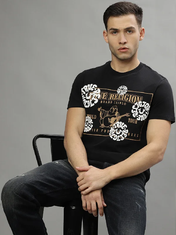 True Religion Black Fashion Printed Regular Fit T-Shirt