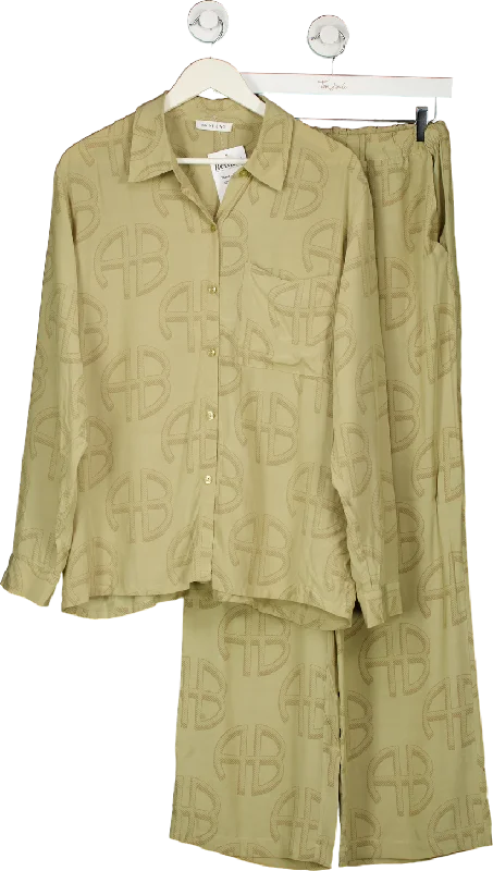 Anine Bing Multi Monogram Logo Shirt & Trouser Set UK S