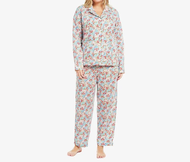 Ayla Liberty Print Pj Set In Poppy/daisy Print