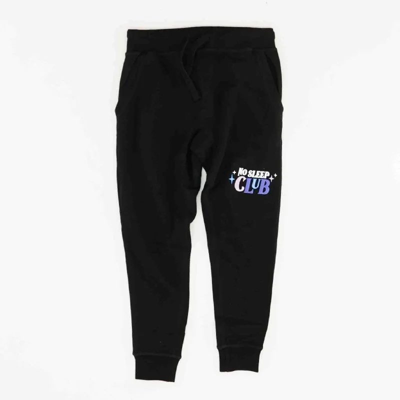 Black Solid Sweatpants Pants