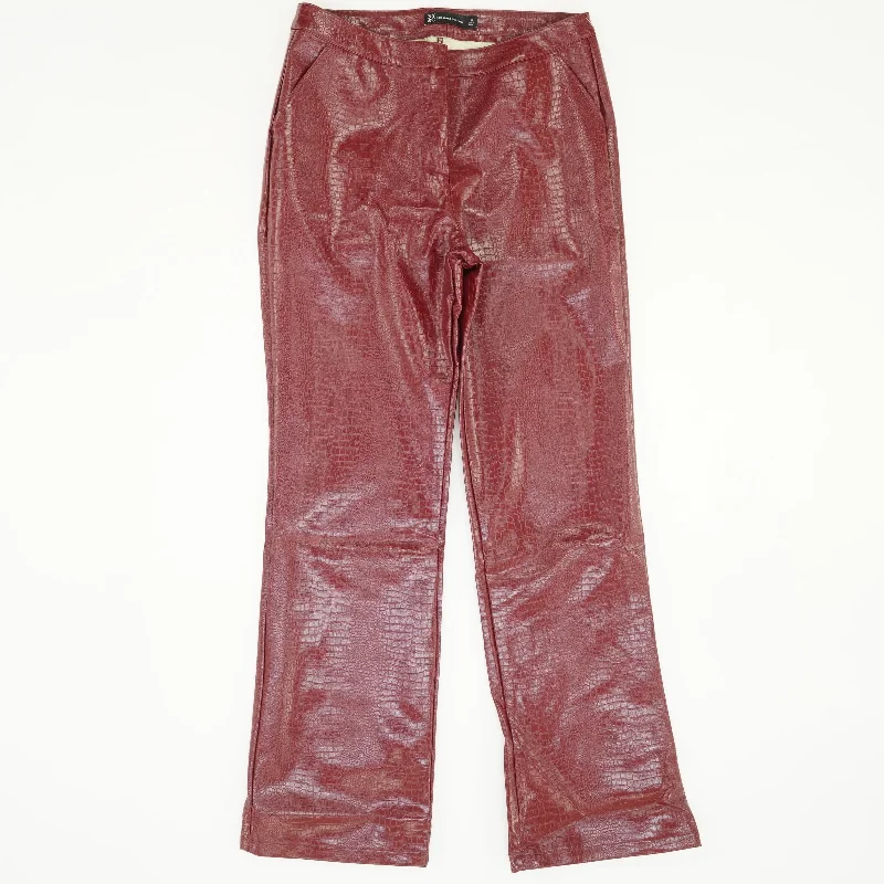 Burgundy Animal Print Chino Pants