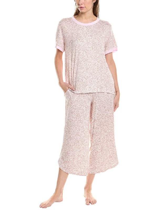 Kensie 2pc T-Shirt & Cropped Wide Leg Pant Pajama Set