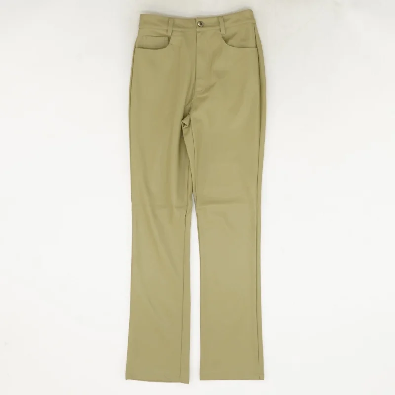 Khaki Solid Dress Pants