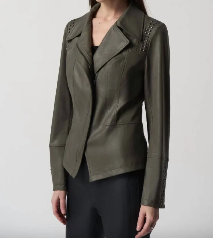 Notched Collar Jacket In Avocado