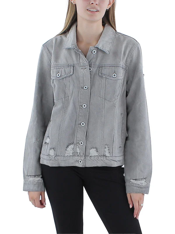 Reagan Womens Relaxed Distressed Denim Jacket