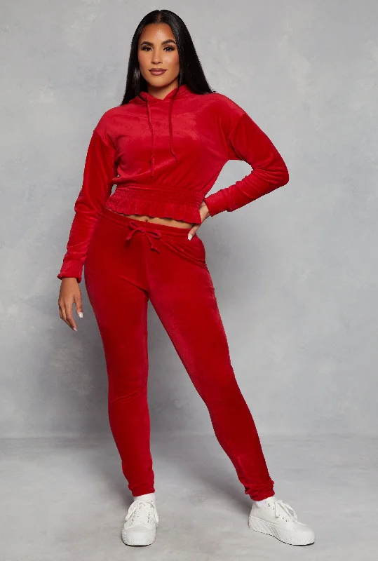 Velour High Waist Drawstring Joggers