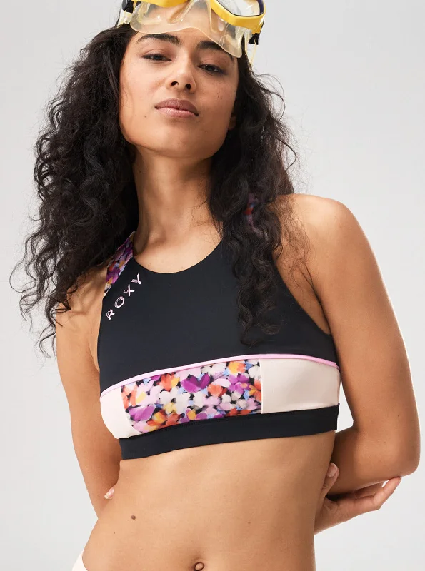 Roxy Active Crop Bikini Top - Anthracite Swim Blooms