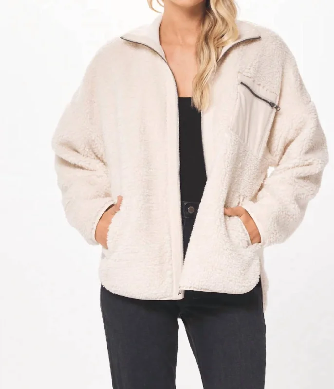 Shearling Jacket In Ecru