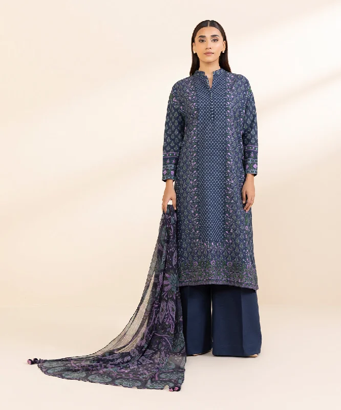 3 Piece - Printed Khaddar Suit