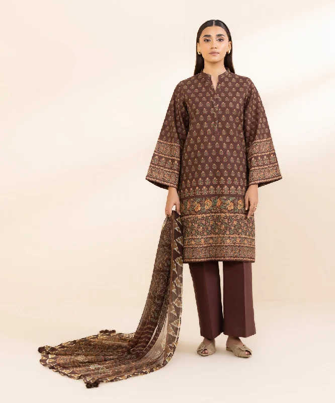 3 Piece - Printed Khaddar Suit