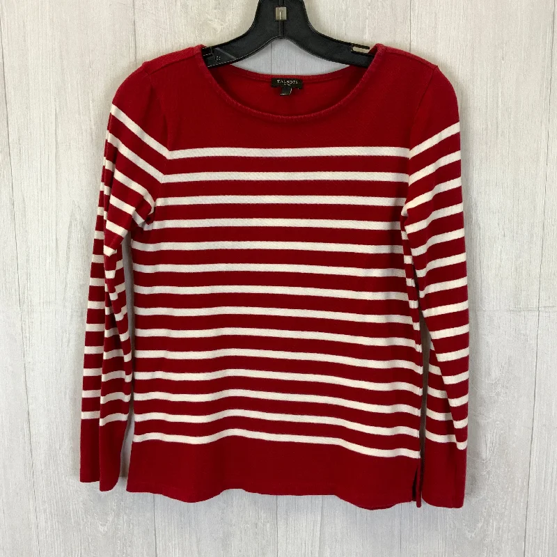 Top Long Sleeve Basic By Talbots In Red & White, Size: S