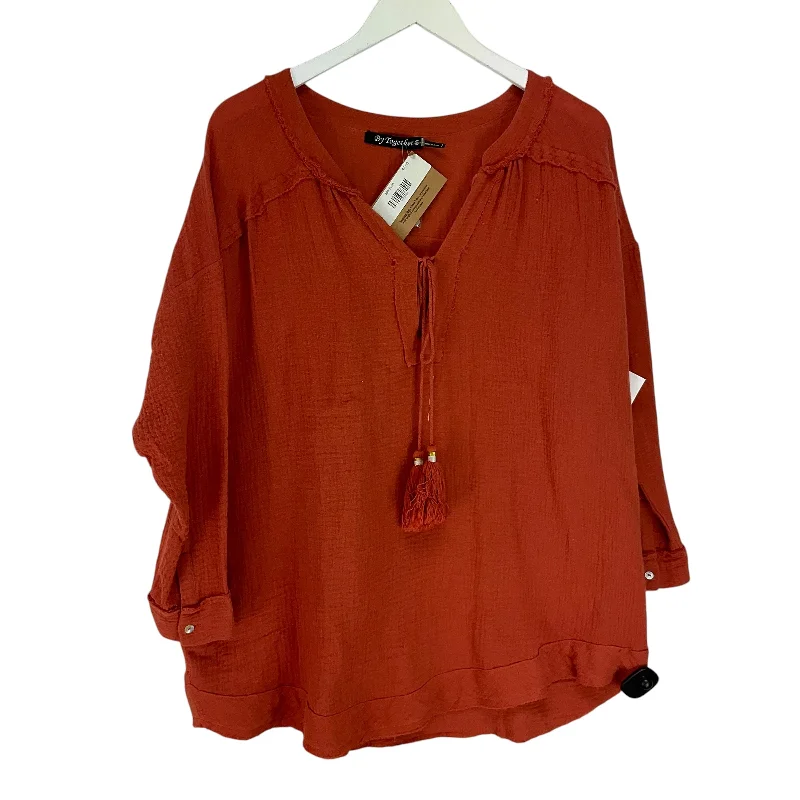 Top Long Sleeve By By Together In Orange, Size: M