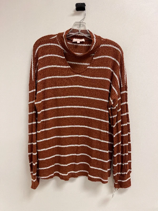 Top Long Sleeve By Clothes Mentor In Brown & White, Size: L