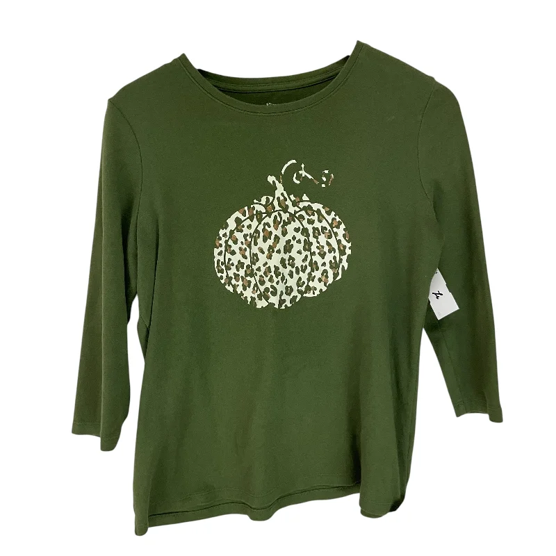 Top Long Sleeve By Kim Rogers In Green, Size: M