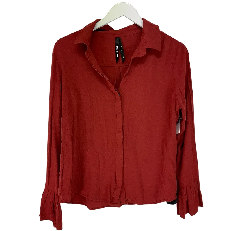 Top Long Sleeve By Liverpool In Red, Size: M