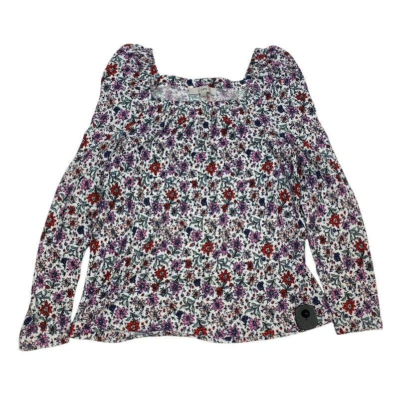 Top Long Sleeve By Loft In Floral Print, Size: L