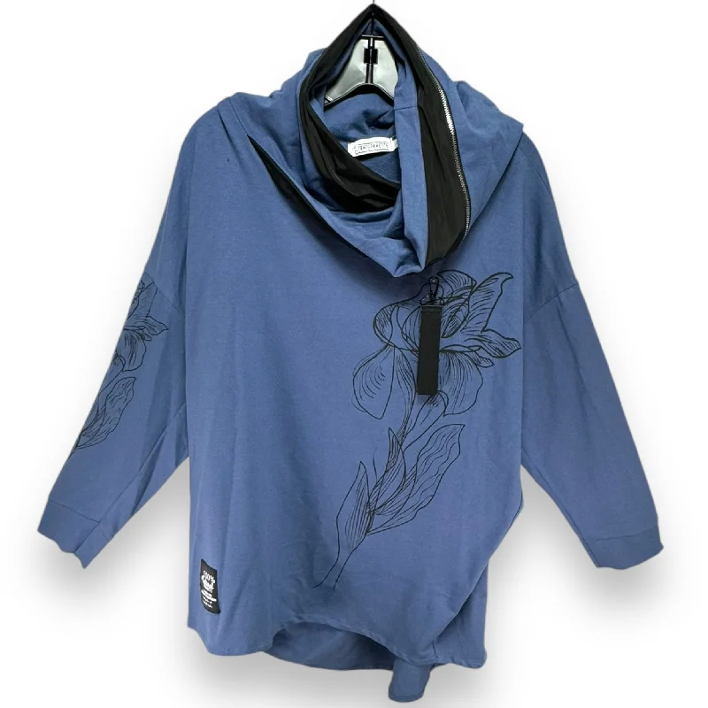 Top Long Sleeve By t by transparente In Black & Blue, Size: L