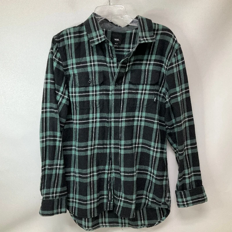 Top Long Sleeve By Vans In Plaid Pattern, Size: M