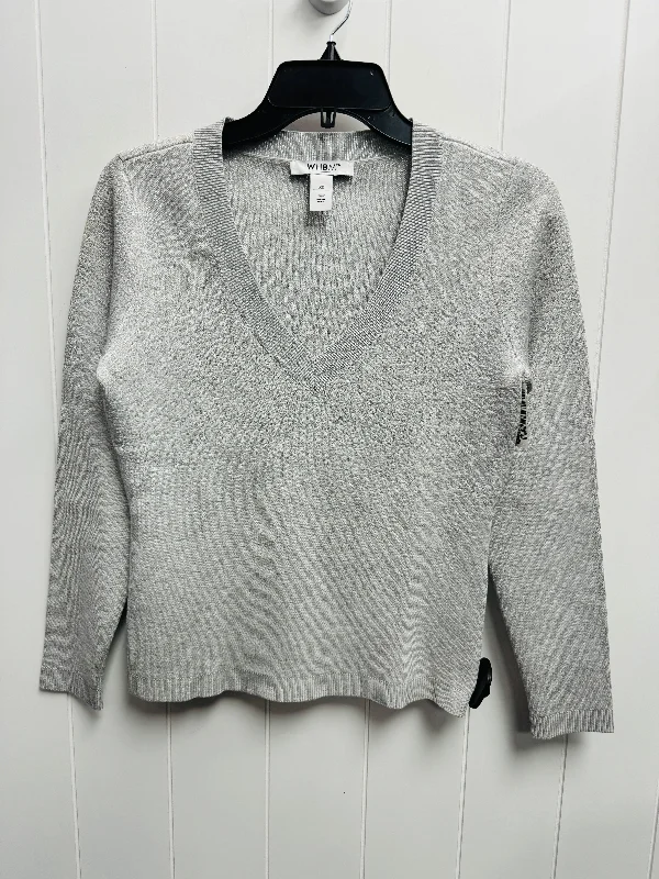 Top Long Sleeve By White House Black Market In Silver, Size: Xs