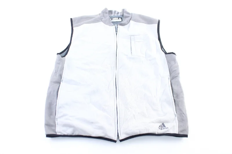 Adidas Embroidered Logo Reversible Grey Zip Up Vest