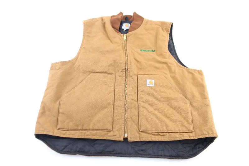 Carhartt Logo Patch Tan Quilted Zip Up Vest