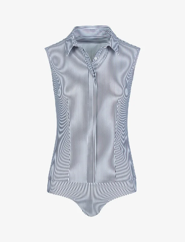 Classic Printed Sleeveless Button Down Bodysuit