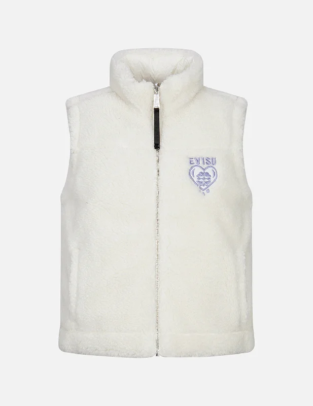 Kamon Heart Appliqué Fashion Fit Reversible Sherpa Down Vest