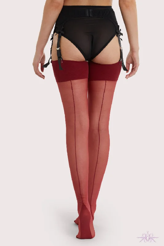 Playful Promises Merlot Vintage Seamed Stockings